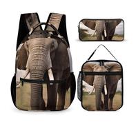 HETVBNS Set di 3 zaini a forma di elefante, resistenti, isolati, per il pranzo, per uomini e donne
