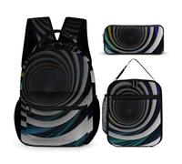 HETVBNS Set di 3 zaini a spirale astratti, resistenti, isolati, per il pranzo, per uomini e donne