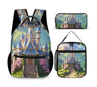 HETVBNS Set di 3 zaini colorati a forma di castello, resistenti e isolati, per uomini e donne