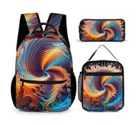 HETVBNS Set di 3 zaini colorati rotanti, resistenti, isolati, per il pranzo, per uomini e donne