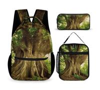 HETVBNS Set di 3 zaini con alberi spessi, zaino resistente e isolato, astuccio portatile per uomini e donne