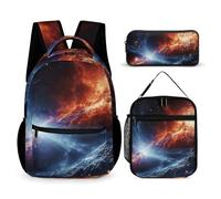 HETVBNS Set di 3 zaini con stelle dello spazio esterno, zaino resistente e isolato, astuccio portatile per uomini e donne