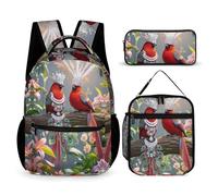 HETVBNS Set di 3 zaini con uccellini per coppie, zaino resistente e isolato, astuccio portatile per uomini e donne