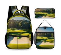 HETVBNS Set di 3 zaini da golf verdi, zaino resistente e isolato, astuccio portatile per uomini e donne