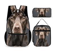 HETVBNS Set di 3 zaini dalmata, zaino resistente e isolato, borsa per il pranzo, astuccio portatile per uomini e donne