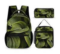 HETVBNS Set di 3 zaini umidi con foglie di Hosta, zaino resistente e isolato, astuccio portatile per uomini e donne