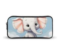 HETVBNS Simpatico astuccio a forma di elefante, grande capacità, con cerniera, organizer per matite resistente, piccola borsa per cosmetici portatile per ufficio, viaggi