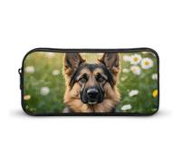 HETVBNS Simpatico astuccio con cane pastore tedesco, grande capacità, con cerniera, organizer resistente, piccola borsa per cosmetici portatile per ufficio, viaggi