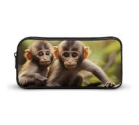 HETVBNS Simpatico astuccio con piccole scimmie, grande capacità, con cerniera, organizer per matite resistente, piccola borsa per cosmetici portatile per ufficio, viaggi