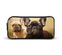 HETVBNS Simpatico astuccio grafico con bulldog francese, grande capacità, con cerniera, organizer resistente, piccola borsa per cosmetici portatile per ufficio, viaggi