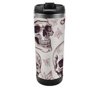 HETVBNS Sketchy Skulls - Bicchiere in acciaio inox con coperchio, tazza da caffè portatile a prova di perdite, isolata, per bevande calde/fredde, palestra e ufficio