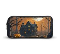 HETVBNS Spooky - Astuccio per matite di Halloween, grande capacità, con cerniera, organizer per matite, portatile, piccola borsa per cosmetici, per ufficio, viaggi