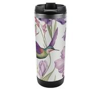 HETVBNS Tazza da caffè con coperchio in acciaio inox da 340 ml, con motivo di fiori di iris, portatile, a prova di perdite, tazza da viaggio per bevande calde/fredde, palestra e ufficio