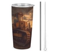 HETVBNS Tazza da caffè isolata sottovuoto da 590 ml, in acciaio inox, con cannuccia e coperchio, tazza da viaggio per auto