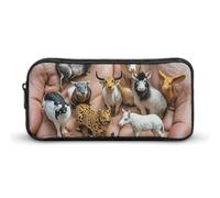 HETVBNS The Dodici segni zodiacali cinesi, astuccio grande capacità con cerniera, organizer per matite resistente, piccola borsa cosmetica portatile per ufficio, viaggi