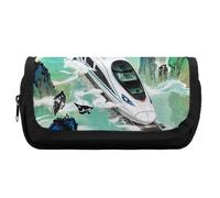 HETVBNS The High-Speed Rail Is Speeding - Astuccio extra large, a doppio strato, con cerniera, borsa portatile per cosmetici, per viaggi, cancelleria da ufficio, per donne e uomini