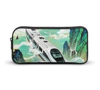 HETVBNS The High-Speed Rail is Speeding Pencil Case Grande Capacità Cerniera Custodia, Portamatite Durevole, Piccola Borsa Cosmetica Portatile per Ufficio, Viaggi