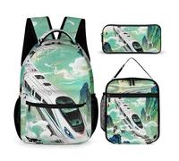 HETVBNS The High-Speed Rail Is Speeding Set di 3 pezzi, zaino resistente isolato per il pranzo, astuccio portatile per uomini e donne