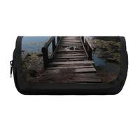 HETVBNS The Water - Astuccio con cavalletto in legno, extra large, a doppio strato, con cerniera, astuccio portatile per cosmetici, per viaggi, cancelleria da ufficio, per donne e uomini