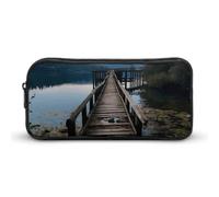 HETVBNS The Water - Astuccio con cavalletto in legno, grande capacità, con cerniera, organizer per matite, portatile, piccola, per ufficio, viaggi