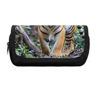 HETVBNS Tiger - Astuccio extra large, a doppio strato, con cerniera, portatile, per viaggi, cancelleria da ufficio, per donne e uomini