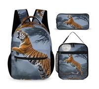 HETVBNS Tiger Moon - Set di 3 zaini, resistenti e isolati, per il pranzo, per uomini e donne