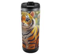 HETVBNS Tiger Stripes Orange - Bicchiere in acciaio inox con coperchio, tazza da caffè portatile a prova di perdite, tazza da viaggio per bevande calde/fredde, palestra e ufficio