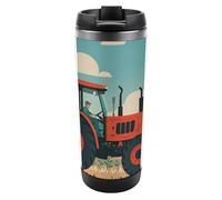 HETVBNS Tractor Farming - Bicchiere in acciaio inox con coperchio, tazza da caffè portatile a prova di perdite, tazza da viaggio per bevande calde/fredde, palestra e ufficio