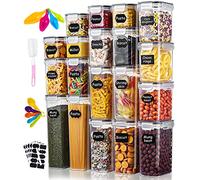 heuchaey Set di 19 Contenitori Alimentari per Cereali,Contenitori Plastica con Coperchio,Etichette e cucchiai,Barattoli Ermetici per Cereali,Muesli,Farina（2.8L 2L 1.4L 0.8L）