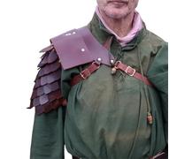 HEUchuan Armatura vintage per le spalle Armatura medievale monospalla in scaglie di pesce, armatura in pelle(Dark Brown)