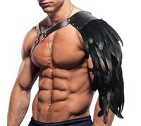 HEUchuan Armatura vintage per le spalle Imbracatura regolabile for protezione spalle da uomo, in finta pelle e piume, for costumi armature