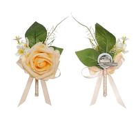 HEUchuan Corsage da Sposa Boutonniere Silk Rose Corsage Artificial Flower Spille Groomsman Damigella Sposo Sposa Elegante Matrimonio Ballo Festa Accessori(Pink1)