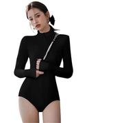 HEUchuan Costume da Bagno Surf a Collo Alto Donna, Manica Lunga, Protezione Solare Professionale, Un Pezzo, Muta Sub ad Asciugatura Rapida per Fare Surf nell'oceano(Black,XXL)