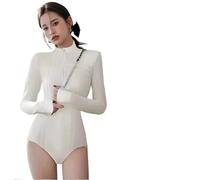 HEUchuan Costume da Bagno Surf a Collo Alto Donna, Manica Lunga, Protezione Solare Professionale, Un Pezzo, Muta Sub ad Asciugatura Rapida per Fare Surf nell'oceano(White,XXL)