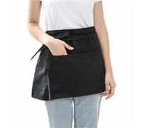 HEUchuan Grembiule da cucina unisex Tinta unita antiolio corto a mezza vita ristorante Cameriere Strumento for la pulizia donna per Cucina Ristorante Caffè(Black)