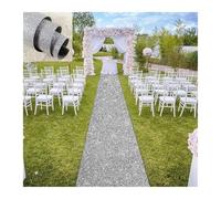 HEUchuan Tappeto per la navata nuziale 10 m decorazione di nozze tappeto perlescente lucido corridoio corridore stazione T for passerella for il layout del sito della scena festa(Silver,1M)