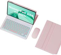 HEUCYL Custodia con Tastiera per Honor Pad X8a 11 Pollici 2024, Tastiera Bluetooth Retroilluminata A 7 Colori Staccabile Magnetica, Custodia con Supporto Ultrasottile E Leggero con Mouse,Rosa