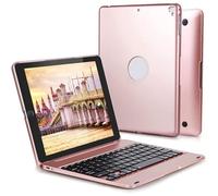 HEUCYL Custodia con Tastiera per iPad 9.7" 2018 (6a Gen) 2017 (5a Gen) iPad PRO 9.7 iPad Air 2 E Air 1 con Schermo Ruotabile A 135°, Custodia Rigida con Tastiera Bluetooth Rimovibile,Rose Gold