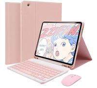 HEUCYL Custodia con Tastiera per iPad PRO 12,9 Pollici 2017/2015 (Vecchia, 2a & 1a Generazione) Custodia Sottile in con Tastiera Bluetooth Rimovibile Magnetica con Portapenne & Mouse Integrati,Rosa