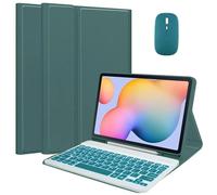 HEUCYL Custodia con Tastiera per Samsung Galaxy Tab A7 Lite 8,7 Pollici 2021 Modello SM-T220/T225/T227U, Tastiera Wireless Staccabile Retroilluminata A 7 Colori, Custodia PU Ultrasottile,Verde