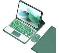 HEUCYL Custodia con Tastiera per Samsung Galaxy Tab S10+ 2024/Tab S9 Fe+/S9+ 2023/S8+ 2022/S7 Fe 2021/S7+ 12.4", Tastiera Touchpad Retroilluminata 7 Colori con Supporto,Staccabile Tastiera,Verde