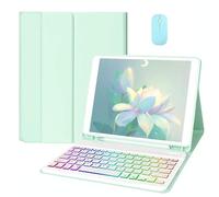 HEUCYL Custodia Con Tastiera Per Samsung Galaxy Tab S10+ 2024/Tab S9 FE+/S9+ 2023/S8+ 2022/S7 FE 2021/S7+ 2020 12.4", Tastiera Wireless Rimovibile Con Tastiera Retroilluminata A 7 Colori,Mint green
