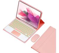 HEUCYL Custodia con Tastiera per Samsung Galaxy Tab S10+ 2024/Tab S9 Fe+/S9+ 2023/S8+ 2022/S7 Fe 2021/S7+ 12.4", Tastiera Touchpad Retroilluminata 7 Colori con Supporto,Staccabile Tastiera,Rosa