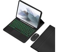 HEUCYL Custodia con Tastiera per Samsung Galaxy Tab S10+ 2024/Tab S9 Fe+/S9+ 2023/S8+ 2022/S7 Fe 2021/S7+ 12.4", Tastiera Touchpad Retroilluminata 7 Colori con Supporto,Staccabile Tastiera,Nero