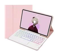 HEUCYL Custodia Con Tastiera Touchpad Per Samsung Galaxy Tab S10+ 2024/Tab S9 FE+/S9+ 2023/S8+ 2022/S7 FE/S7+ 12.4", Con Portapenne Tastiera Italiana Retroilluminata Staccabile A 7 Colori,Rosa