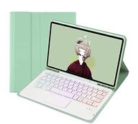 HEUCYL Custodia con Tastiera Touchpad per Samsung Galaxy Tab S10+ 2024/Tab S9 Fe+/S9+ 2023/S8+ 2022/S7 Fe/S7+ 12.4", con Portapenne Tastiera Italiana Retroilluminata Staccabile A 7 Colori,Mint Green