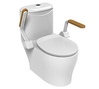 Heuffe Maniglione WC Pieghevole - Supporto Sicurezza Fisso con Braccioli per Anziani & Disabili, Montaggio Istantaneo Senza Regolazione(Legno)