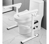 Heuffe Maniglione WC Regolabile in Altezza Pieghevole - Struttura a Terra con Supporto Sicurezza per Anziani & Disabili, Montaggio Istantaneo