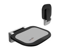 Heuffe Sedia Doccia Sottile Ergonomica Pieghevole a Muro - 180kg Portata Max Antiscivolo, per Anziani e Disabili, Nero