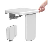 Heuffe Sedile per Doccia Pieghevole a Muro con Gambo di Supporto - 200kg Portata Max Antiscivolo, ABS Bianco, Installazione Rapida per Anziani e Disabili